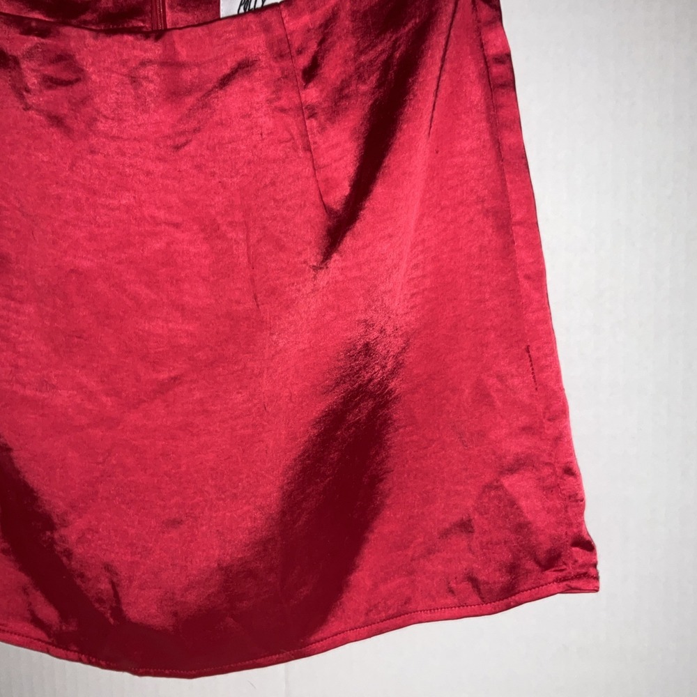 Princess Polly Red Satin Mini Skirt Women Size 8 Short High Waisted Party - Picture 5 of 9